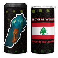 Lebanon Wild Cedar Forest 4 in 1 Can Cooler Tumbler with Leopard and National Map Design