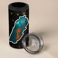 Lebanon Wild Cedar Forest 4 in 1 Can Cooler Tumbler with Leopard and National Map Design