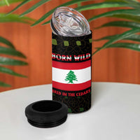 Lebanon Wild Cedar Forest 4 in 1 Can Cooler Tumbler with Leopard and National Map Design