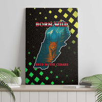 Lebanon Wild Cedar Forest Canvas Wall Art with Leopard and National Map Design
