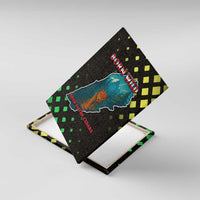 Lebanon Wild Cedar Forest Canvas Wall Art with Leopard and National Map Design