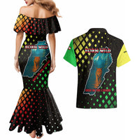 Lebanon Wild Cedar Forest Couples Matching Mermaid Dress and Hawaiian Shirt with Leopard and National Map Design