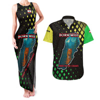 Lebanon Wild Cedar Forest Couples Matching Tank Maxi Dress and Hawaiian Shirt with Leopard and National Map Design