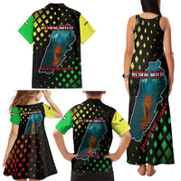 Lebanon Wild Cedar Forest Family Matching Tank Maxi Dress and Hawaiian Shirt with Leopard and National Map Design