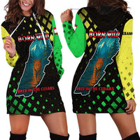 Lebanon Wild Cedar Forest Hoodie Dress with Leopard and National Map Design