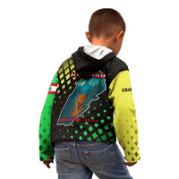 Lebanon Wild Cedar Forest Kid Hoodie with Leopard and National Map Design