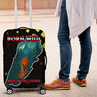 Lebanon Wild Cedar Forest Luggage Cover with Leopard and National Map Design
