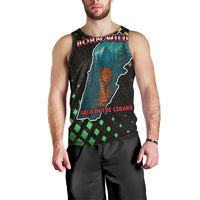 Lebanon Wild Cedar Forest Men Tank Top with Leopard and National Map Design