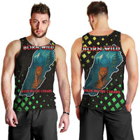 Lebanon Wild Cedar Forest Men Tank Top with Leopard and National Map Design
