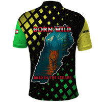 Lebanon Wild Cedar Forest Polo Shirt with Leopard and National Map Design