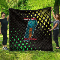 Lebanon Wild Cedar Forest Quilt with Leopard and National Map Design