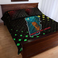 Lebanon Wild Cedar Forest Quilt Bed Set with Leopard and National Map Design