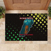 Lebanon Wild Cedar Forest Rubber Doormat with Leopard and National Map Design