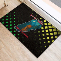 Lebanon Wild Cedar Forest Rubber Doormat with Leopard and National Map Design