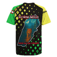 Lebanon Wild Cedar Forest Rugby Jersey with Leopard and National Map Design