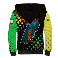 Lebanon Wild Cedar Forest Sherpa Hoodie with Leopard and National Map Design
