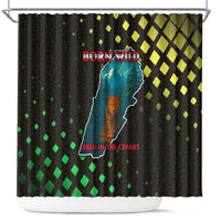 Lebanon Wild Cedar Forest Shower Curtain with Leopard and National Map Design