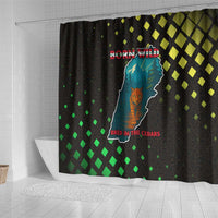 Lebanon Wild Cedar Forest Shower Curtain with Leopard and National Map Design