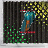 Lebanon Wild Cedar Forest Shower Curtain with Leopard and National Map Design