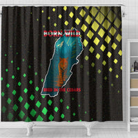 Lebanon Wild Cedar Forest Shower Curtain with Leopard and National Map Design