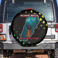 Lebanon Wild Cedar Forest Spare Tire Cover with Leopard and National Map Design