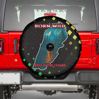 Lebanon Wild Cedar Forest Spare Tire Cover with Leopard and National Map Design