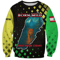 Lebanon Wild Cedar Forest Sweatshirt with Leopard and National Map Design