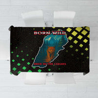 Lebanon Wild Cedar Forest Tablecloth with Leopard and National Map Design