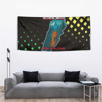 Lebanon Wild Cedar Forest Tapestry with Leopard and National Map Design