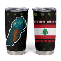 Lebanon Wild Cedar Forest Tumbler Cup with Leopard and National Map Design