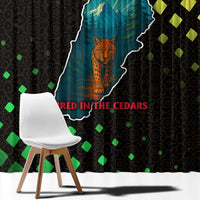 Lebanon Wild Cedar Forest Window Curtain with Leopard and National Map Design