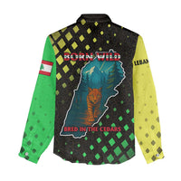 Lebanon Wild Cedar Forest Women Casual Shirt with Leopard and National Map Design