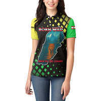 Lebanon Wild Cedar Forest Women Polo Shirt with Leopard and National Map Design