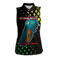 Lebanon Wild Cedar Forest Women Sleeveless Polo Shirt with Leopard and National Map Design