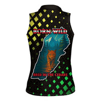 Lebanon Wild Cedar Forest Women Sleeveless Polo Shirt with Leopard and National Map Design
