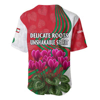 Lebanon Cyclamen Flower Baseball Jersey with Patriotic Colors and Inspirational Quote