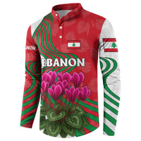 Lebanon Cyclamen Flower Button Sweatshirt with Patriotic Colors and Inspirational Quote