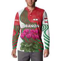 Lebanon Cyclamen Flower Button Sweatshirt with Patriotic Colors and Inspirational Quote