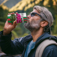 Lebanon Cyclamen Flower 4 in 1 Can Cooler Tumbler with Patriotic Colors and Inspirational Quote