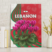 Lebanon Cyclamen Flower Canvas Wall Art with Patriotic Colors and Inspirational Quote