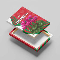 Lebanon Cyclamen Flower Canvas Wall Art with Patriotic Colors and Inspirational Quote