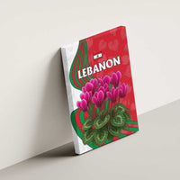 Lebanon Cyclamen Flower Canvas Wall Art with Patriotic Colors and Inspirational Quote