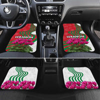 Lebanon Cyclamen Flower Car Mats with Patriotic Colors and Inspirational Quote