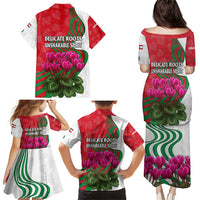 Lebanon Cyclamen Flower Family Matching Puletasi and Hawaiian Shirt with Patriotic Colors and Inspirational Quote