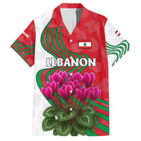 Lebanon Cyclamen Flower Family Matching Short Sleeve Bodycon Dress and Hawaiian Shirt with Patriotic Colors and Inspirational Quote