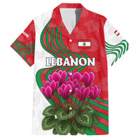 Lebanon Cyclamen Flower Family Matching Tank Maxi Dress and Hawaiian Shirt with Patriotic Colors and Inspirational Quote