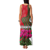 Lebanon Cyclamen Flower Family Matching Tank Maxi Dress and Hawaiian Shirt with Patriotic Colors and Inspirational Quote