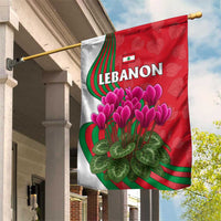 Lebanon Cyclamen Flower Garden Flag with Patriotic Colors and Inspirational Quote