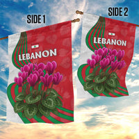 Lebanon Cyclamen Flower Garden Flag with Patriotic Colors and Inspirational Quote