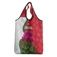 Lebanon Cyclamen Flower Grocery Bag with Patriotic Colors and Inspirational Quote